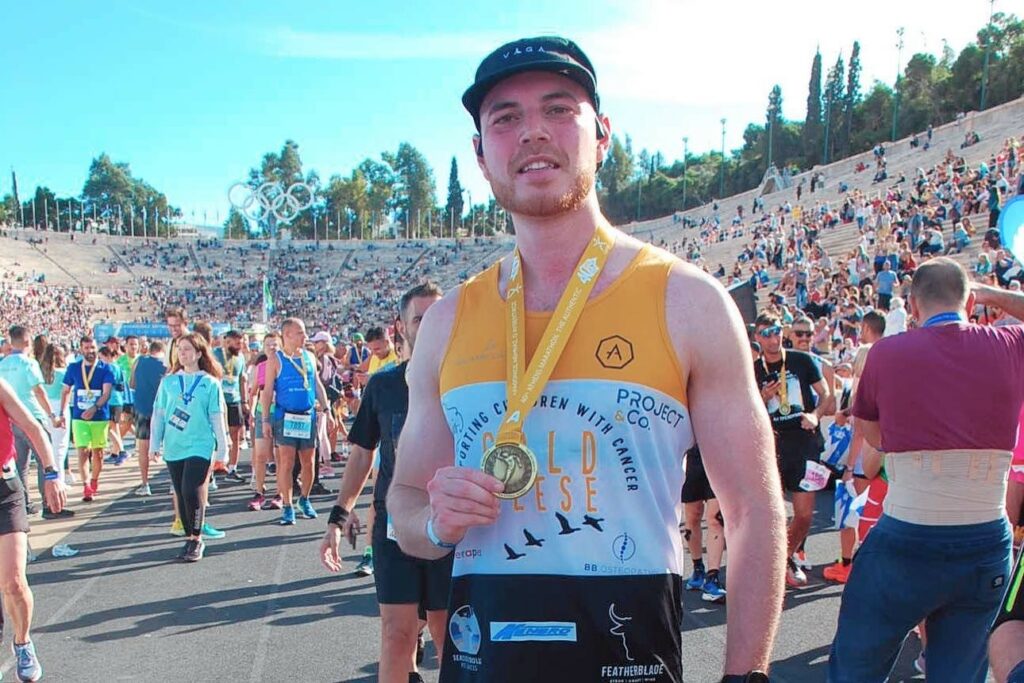 Dominic runs original Greek Marathon route and raises £3600 for Gold Geese