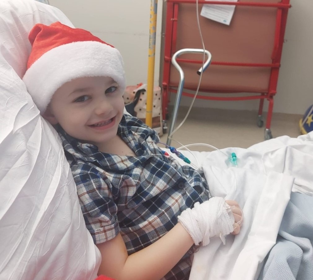 George in hospital at Christmas. Photo kindly shared with thanks to George's family. 