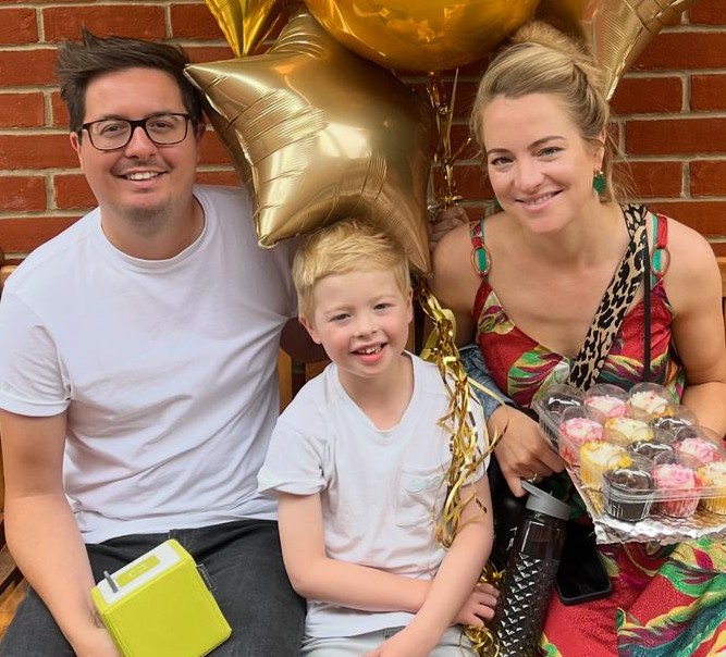 Natalie with Henry and her husband